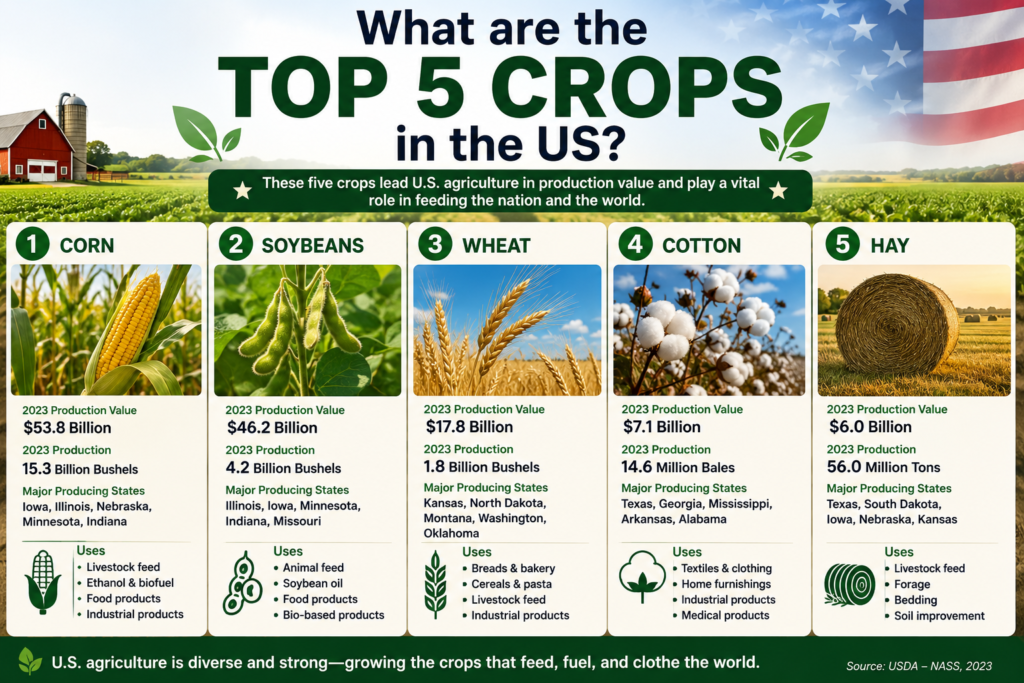 What are the top 5 crops in the US?